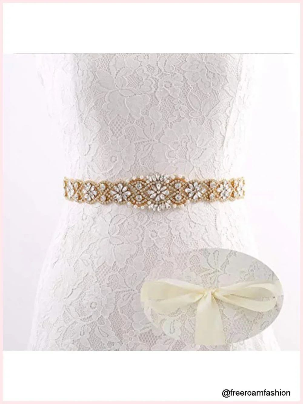 Handmade Rhinestone and Pearl Bridal Belt Sash for Wedding Gown